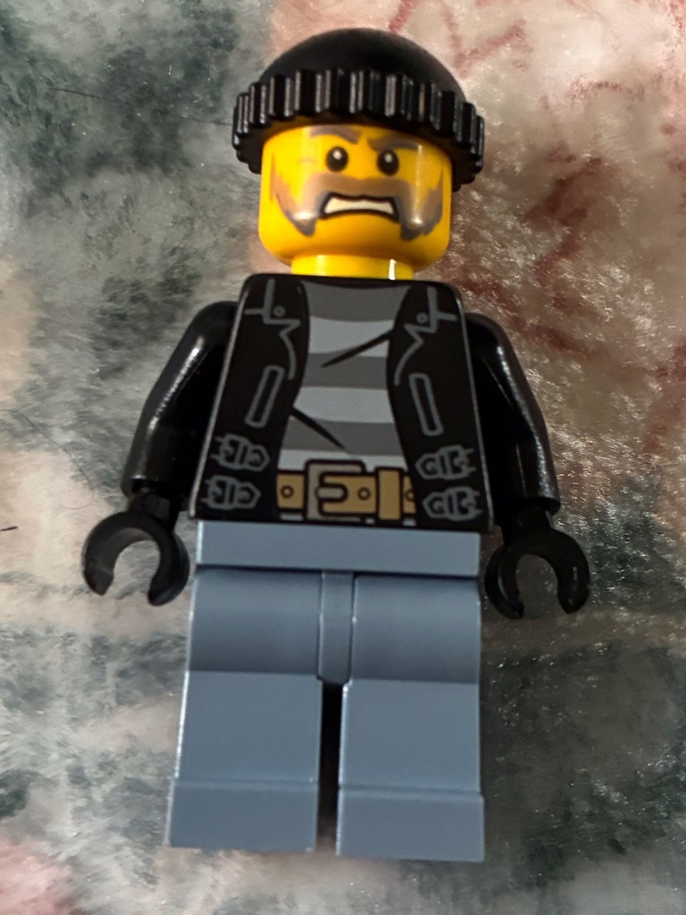 Yellow-Head LEGO-Style Minifigure with Black Beanie & Jacket